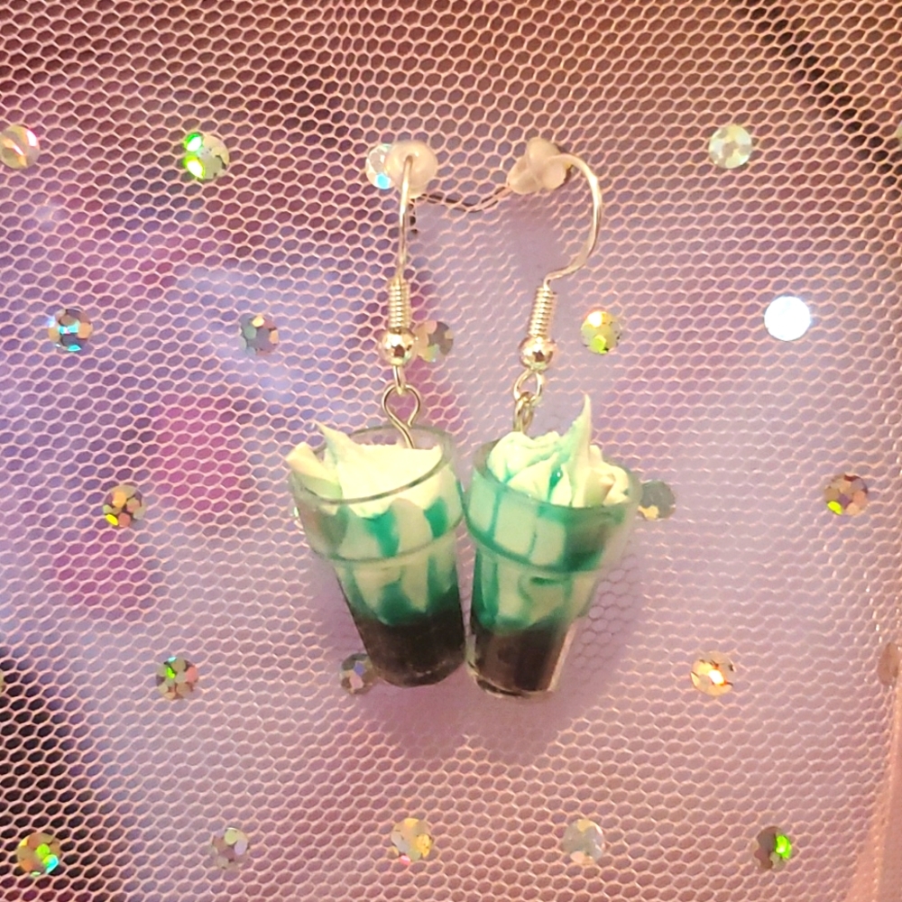 Yummy whip cream Soft Drink Earrings